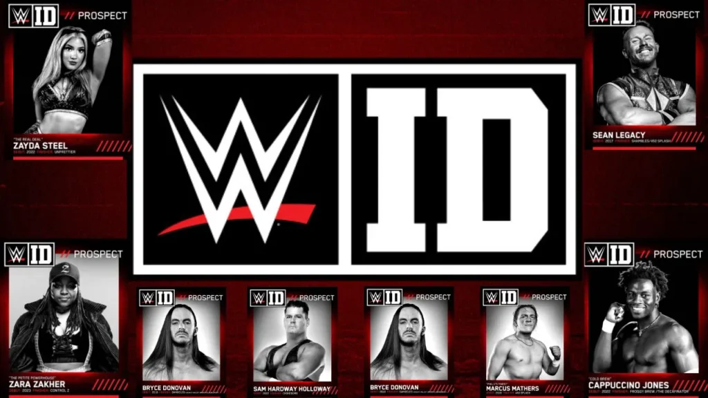 what is WWE ID Program showcasing independent wrestlers joining WWE Marcus Mathers, Sam Holloway, Sean Legacy, Zara Zakher, Jack Cartwheel, Cold Brew Jones, Bryce Donovan, Bryce Donovan, Zayda Steel