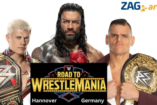 WWE Road to WrestleMania Hannover, Germany 2025 at ZAG Arena Cody Rhodes, GUNTHER, Roman Reigns