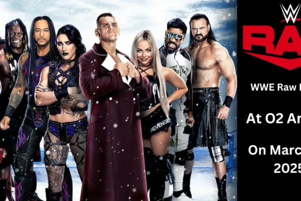 WWE Raw in London, England Live at the O2 Arena on March 31, 2025uperstars at The O2 Arena in London, March 2025, featuring Gunther, Rhea Ripley, Damien Priest, Seth Rollins, R- Truth, Liv Morgan. Drew Mclntyre