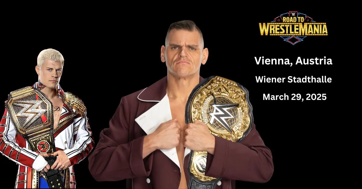 WWE Superstars Cody Rhodes and GUNTHER at the Wiener Stadthalle in Vienna, Austria, on March 29, 2025