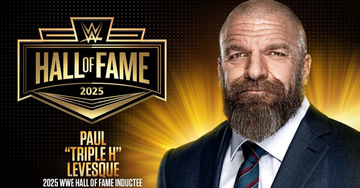 WWE Hall of Fame 2025 logo Triple H smiling