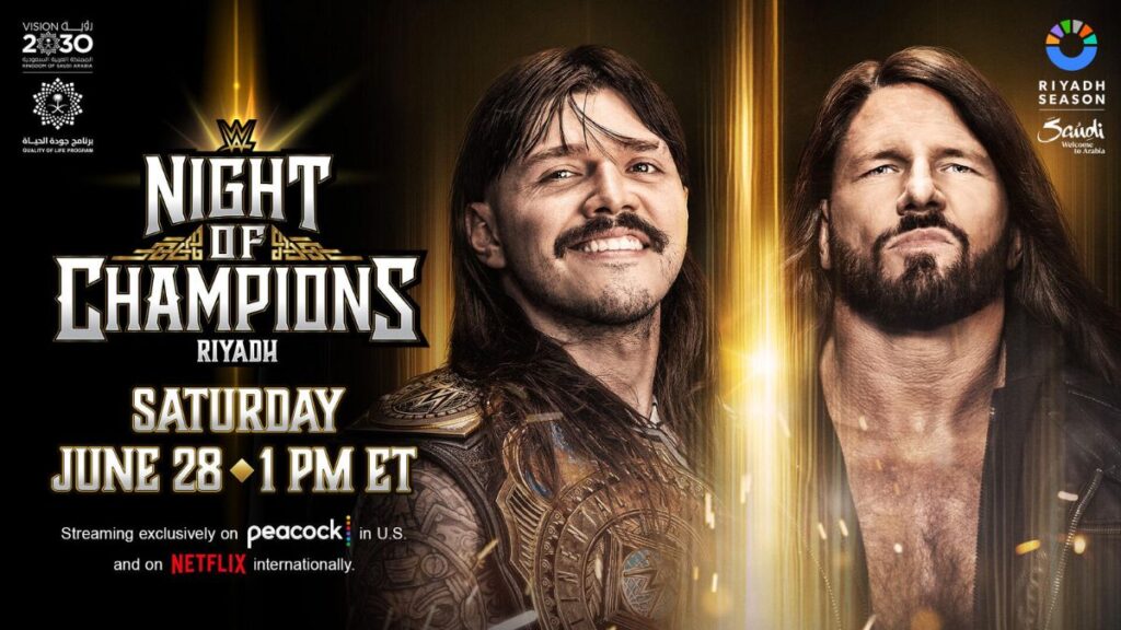 Dominik Mysterio (c) vs. AJ Styles face off in the ring at WWE Night of Champions 2025