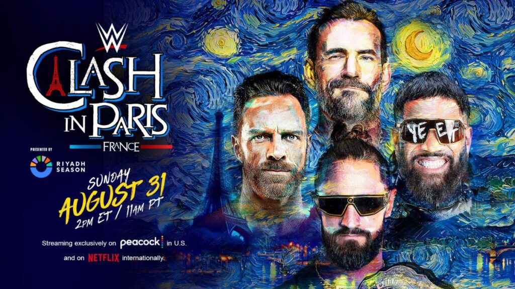 WWE Clash in Paris 2025 World Heavyweight Championship Seth Rollins (c) vs. CM Punk vs. Jey Uso vs. LA Knight — Fatal 4-Way