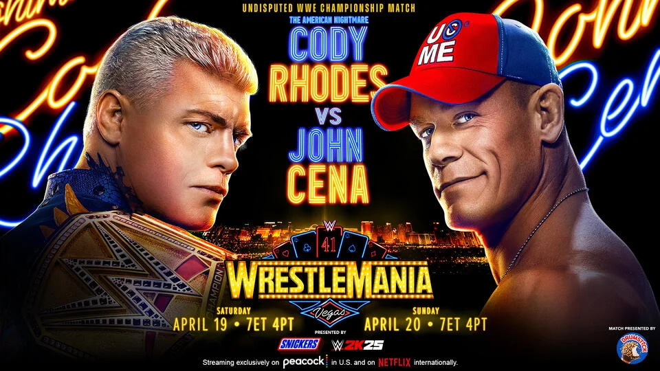 WrestleMania 41 2025 logo with Image Cody Rhodes and John Cena