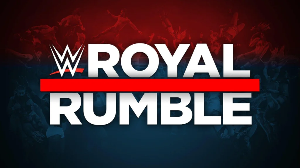 Royal Rumble winners by year showing WWE superstars pointing to the WrestleMania sign after winning the Royal Rumble match