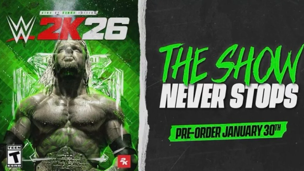 Triple H featured on WWE 2K26 cover highlighting the Attitude Era focus