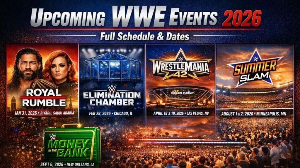 WWE upcoming events 2026 full schedule including Royal Rumble and WrestleMania 42